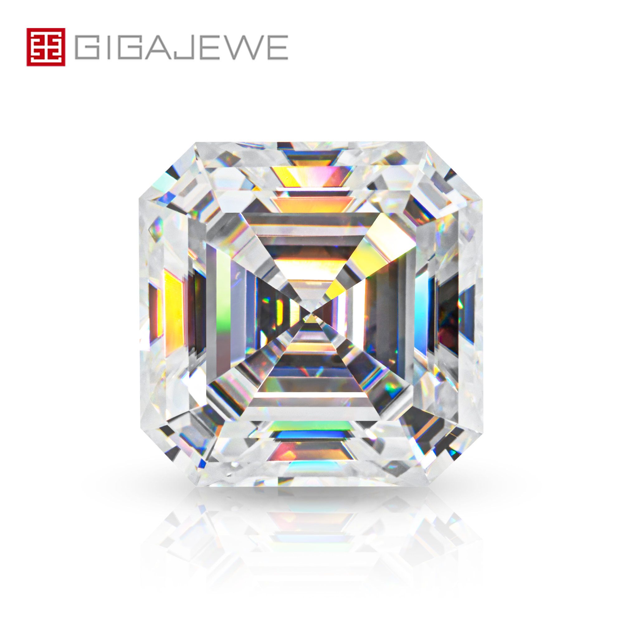 GIGAJEWE 手工切割 Asscher 白色 TOP D VVS1 莫桑石优质宝石裸钻测试通过宝石珠宝制作