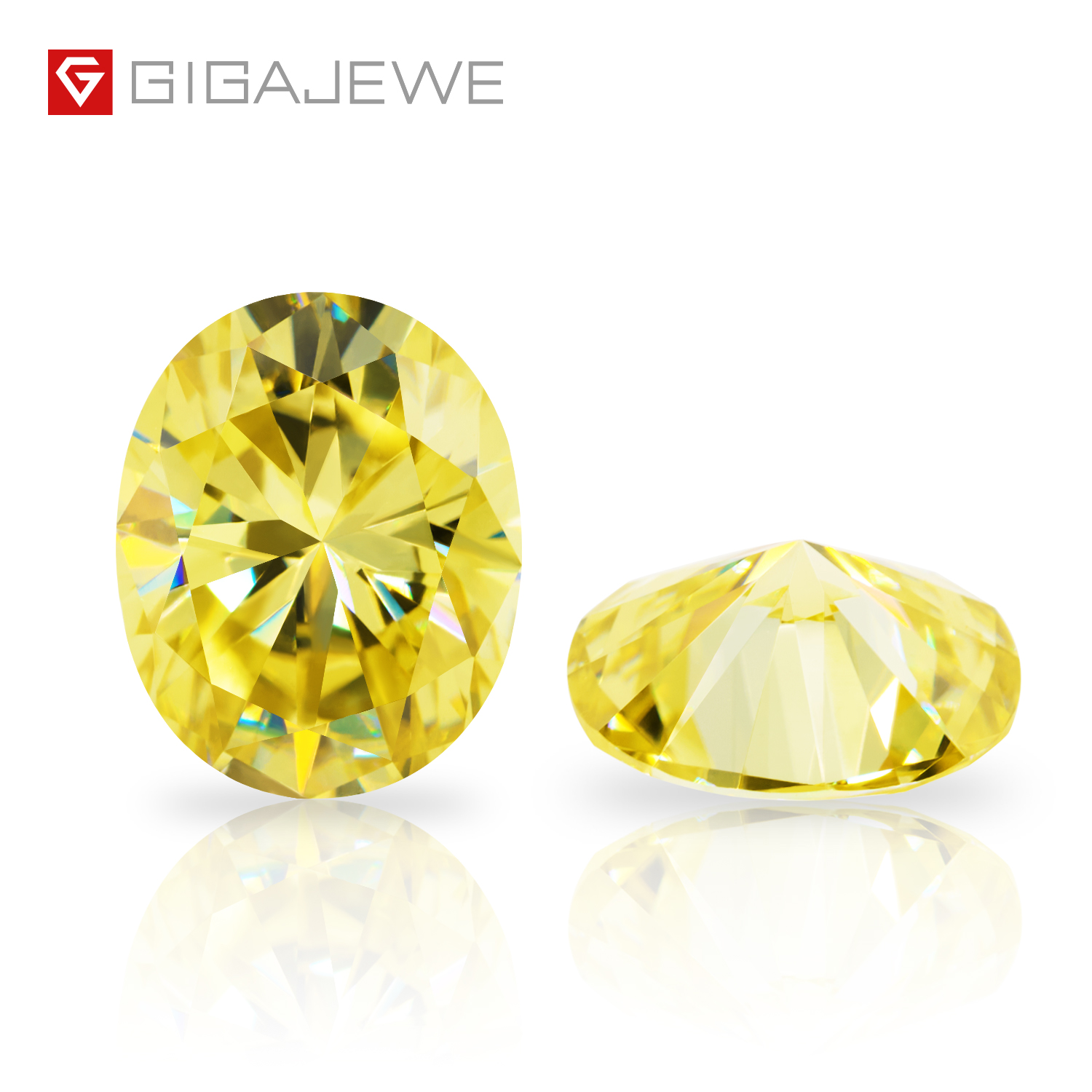 GIGAJEWE 莫桑石库存清仓促销椭圆形切割鲜艳黄色 VVS1 自然生长散装宝石用于珠宝制作