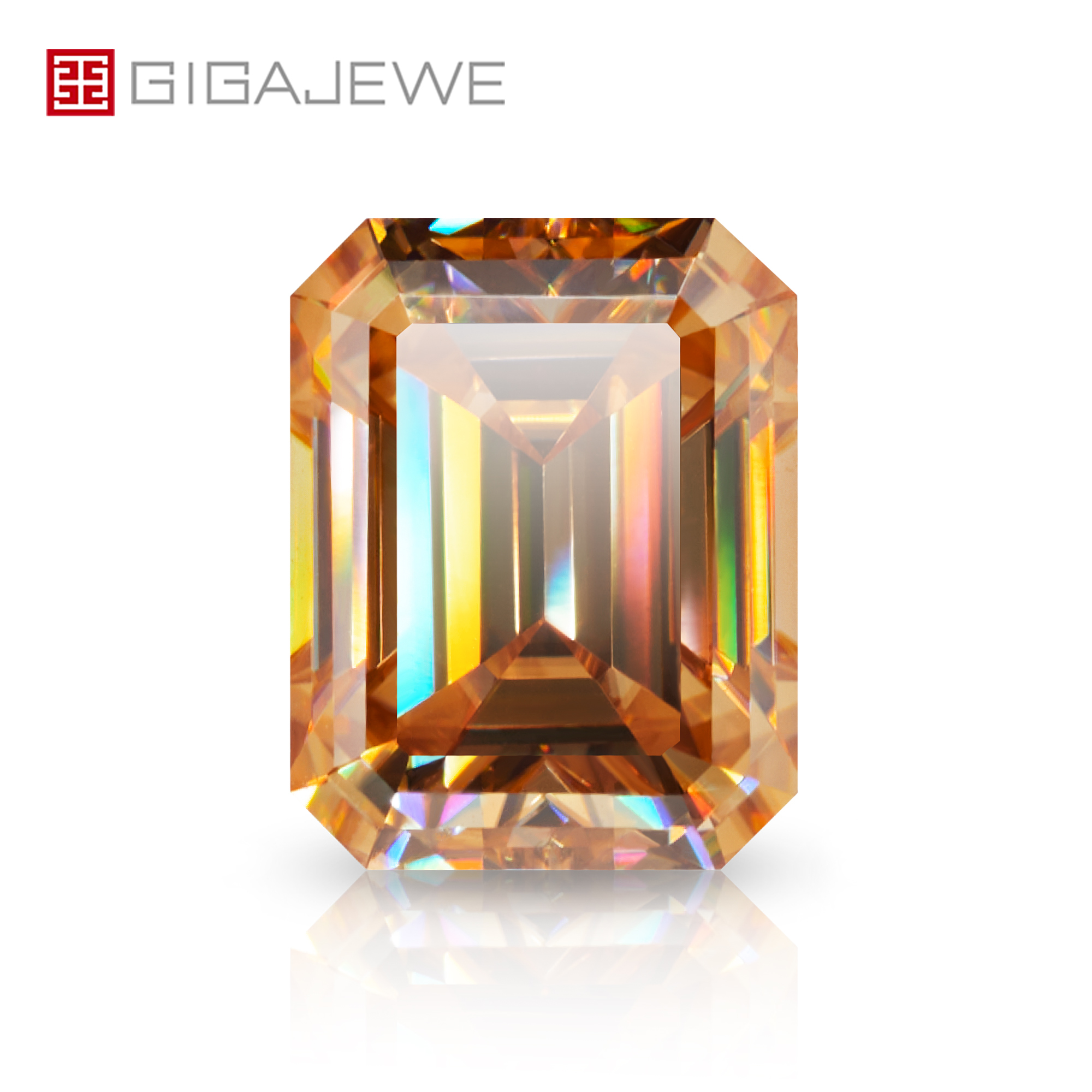 GIGAJEWE 定制祖母绿切割金色 VVS1 莫桑石裸钻测试通过宝石用于珠宝制作