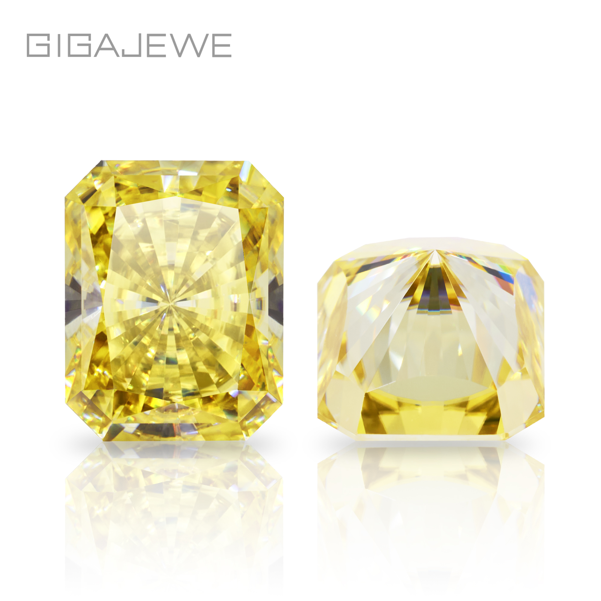 GIGAJEWE 定制雷地恩切割鲜艳黄色 VVS1 莫桑石裸钻测试通过宝石用于珠宝制作
