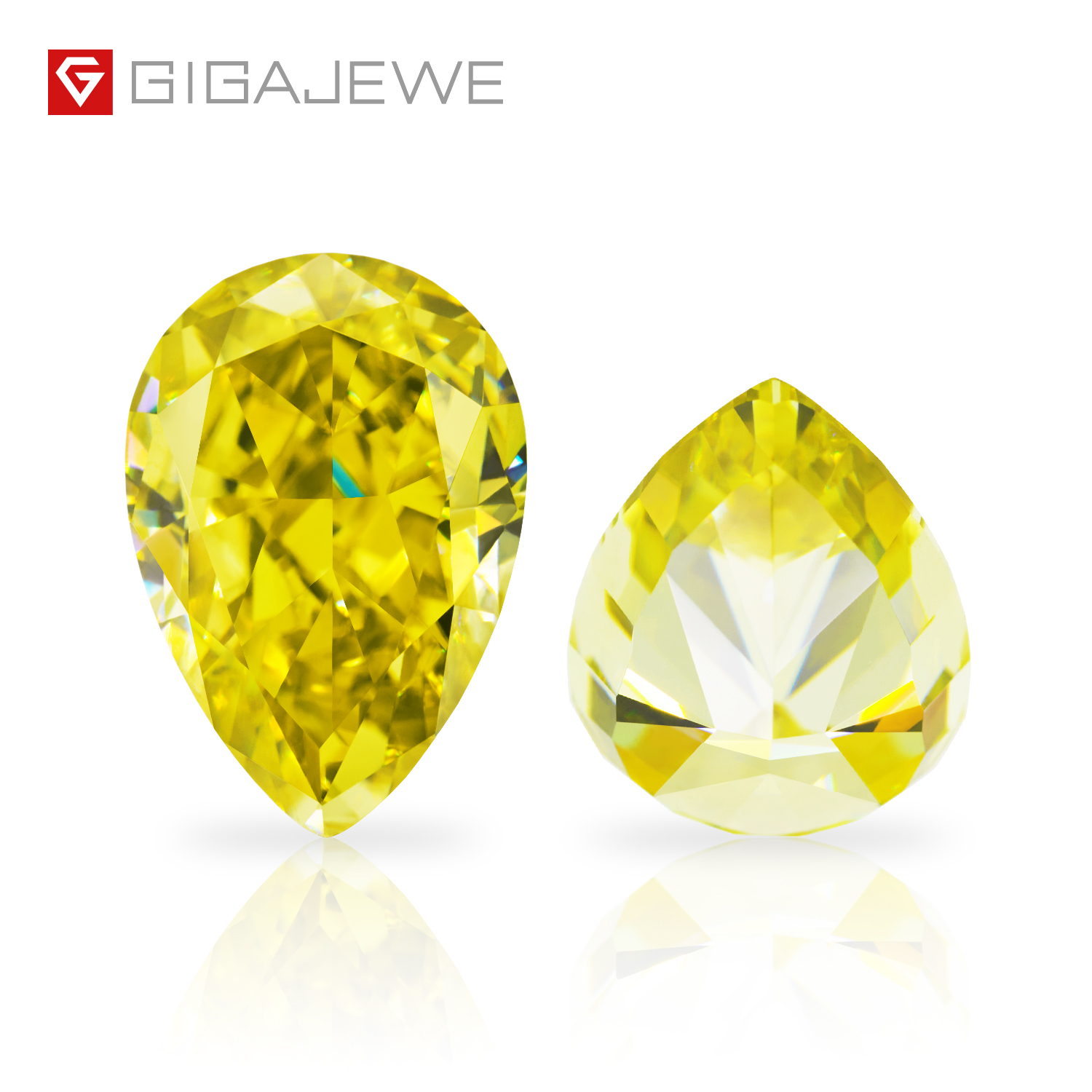 GIGAJEWE 定制碎冰梨形切割鲜黄色 VVS1 莫桑石裸钻测试通过宝石用于珠宝制作