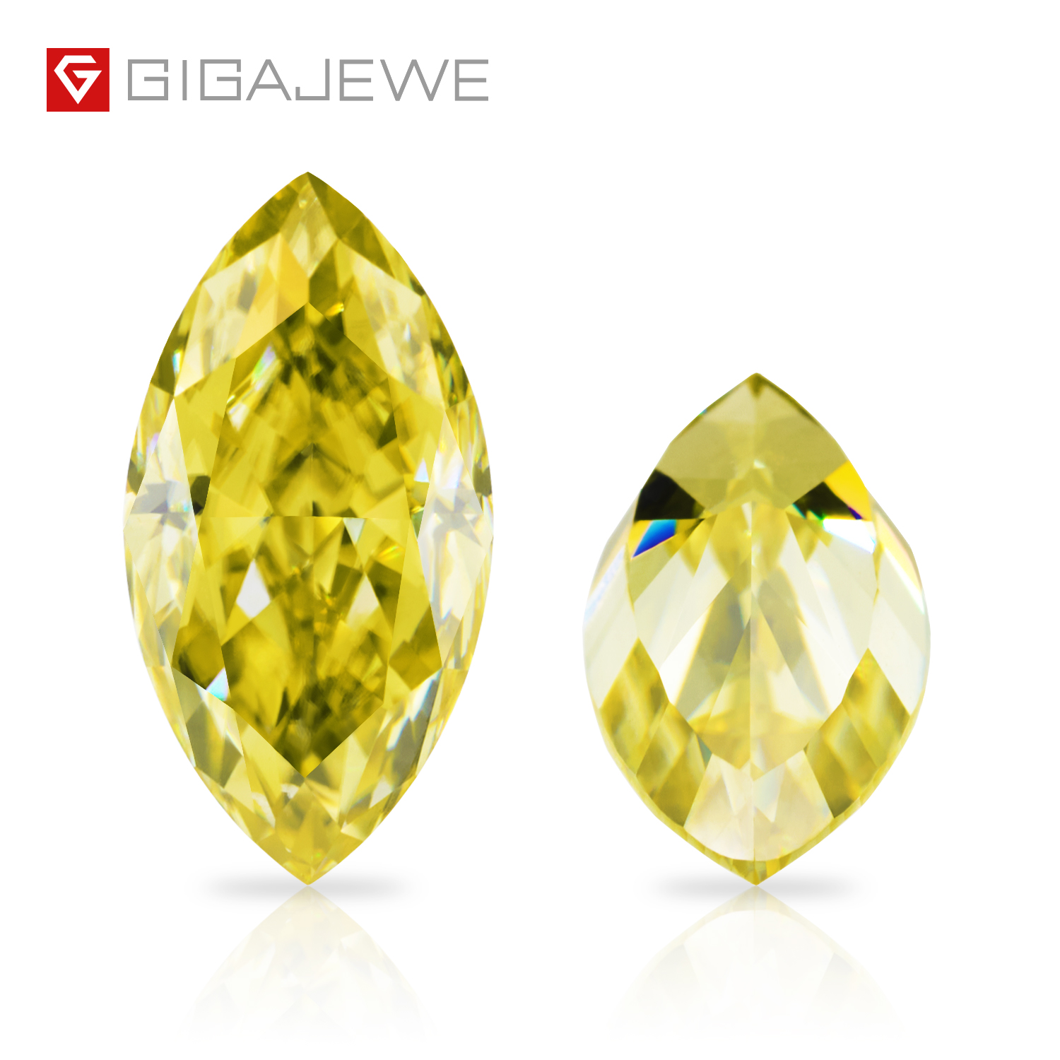 GIGAJEWE 定制碎冰马眼形切割鲜艳黄色 VVS1 莫桑石裸钻测试通过宝石用于珠宝制作