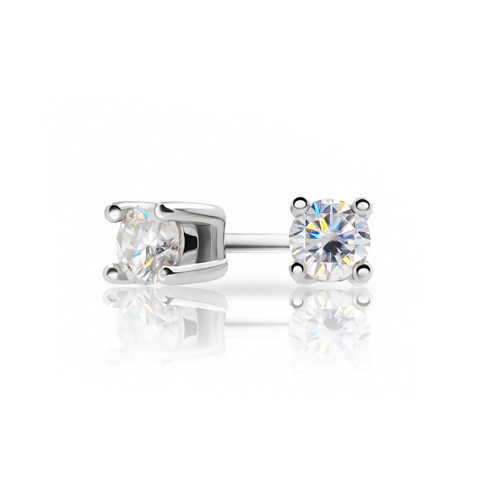 GIGAJEWE EF 圆形切割总 0.2 克拉钻石测试通过莫桑石 18K 镀金 925 纯银耳环首饰女士女孩礼物