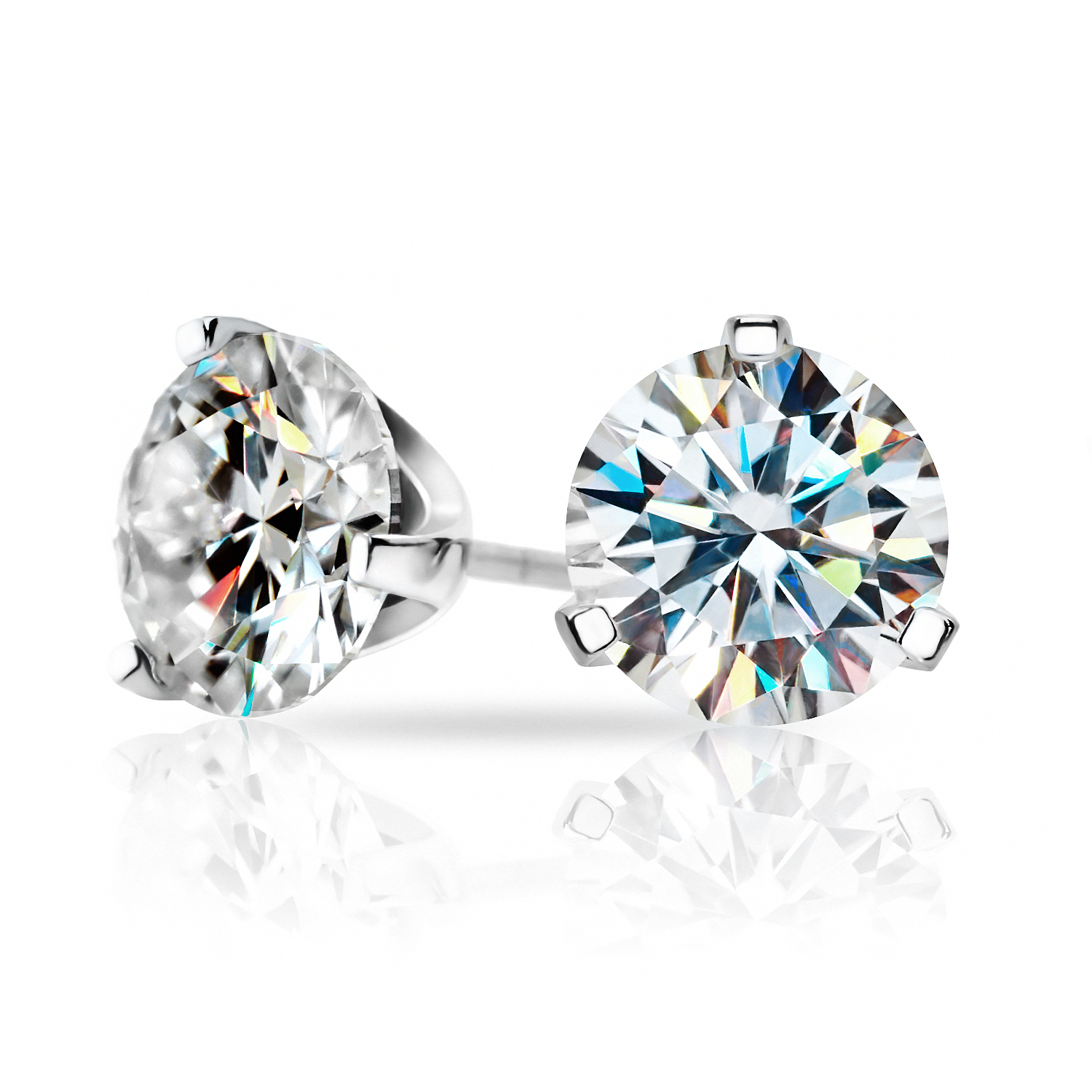 GIGAJEWE Total 3ct EF VVS1 钻石测试通过莫桑石 18K 白金镀 925 银耳环首饰女士女孩礼物